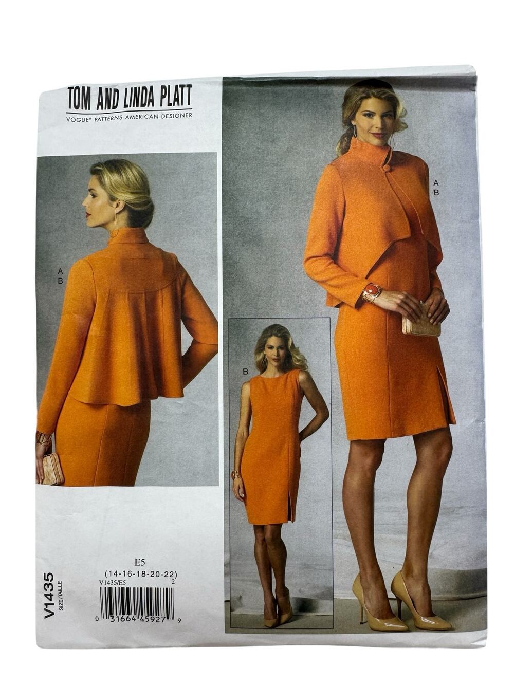 VOGUE Tom and Linda Platt Jacket and Dress Pattern V1435 Size E5 Uncut 2015